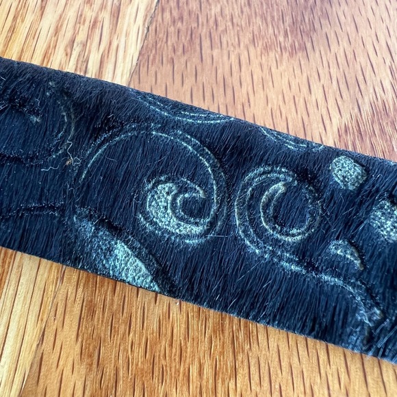 WCM‎ New York Black Leather Calf Hair Abstract Design Belt 34\
